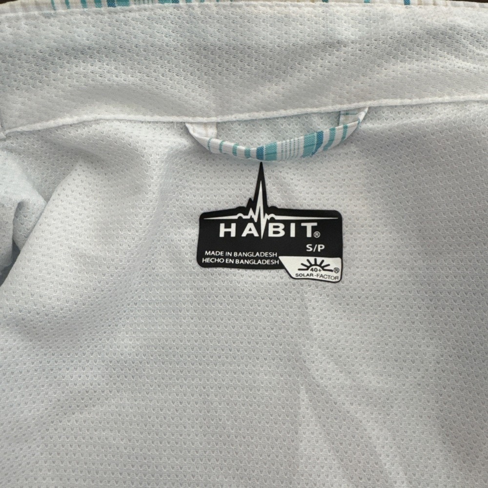 Habit Fishing Shirt Short Sleeve Plaid White Blue Vented Men's Size S NWT - Picture 3 of 10